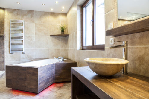 Amazing interior of the bathroom in a fashionable apartment